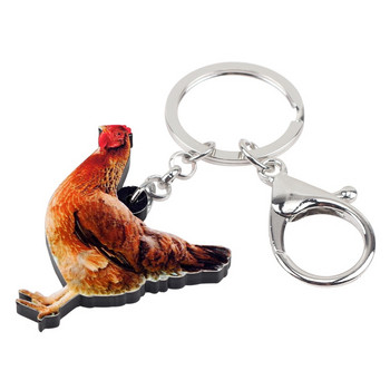 Bonsny Statement Acrylic Farm Chicken Hen Keychains Keychains Ring Fowl Animal Jewels for Women Girls Handbag Charms Χονδρική