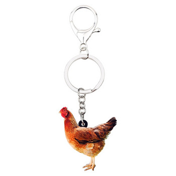 Bonsny Statement Acrylic Farm Chicken Hen Keychains Keychains Ring Fowl Animal Jewels for Women Girls Handbag Charms Χονδρική