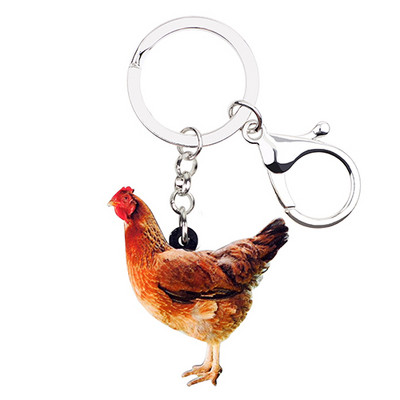 Bonsny Statement Acrilic Fermă Pui Găină Brelocuri Brelocuri Inel Păsări Bijuterii Animale pentru Femei Fete Brelocuri pentru genți Comerț cu ridicata