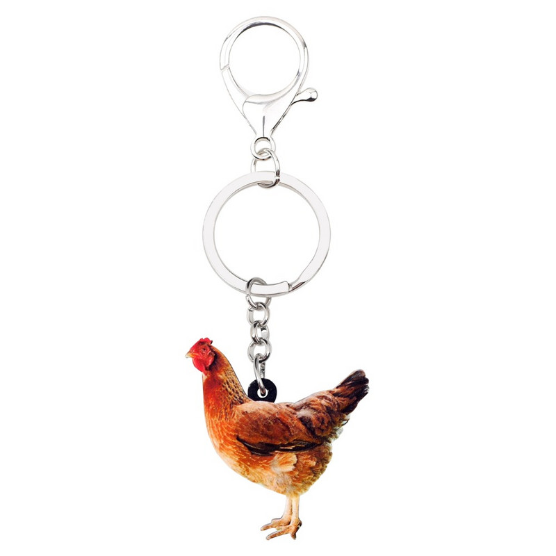 Bonsny Statement Acrilic Fermă Pui Găină Brelocuri Brelocuri Inel Păsări Bijuterii Animale pentru Femei Fete Brelocuri pentru genți Comerț cu ridicata