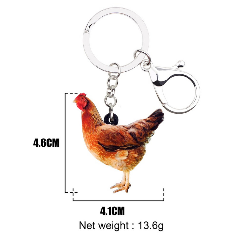 Bonsny Statement Acrilic Fermă Pui Găină Brelocuri Brelocuri Inel Păsări Bijuterii Animale pentru Femei Fete Brelocuri pentru genți Comerț cu ridicata