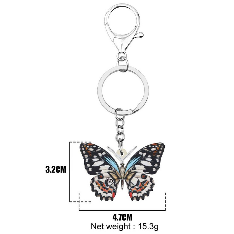 Breloc cu fluture cu coadă de rândunică acrilic Bonsny Breloc Breloc cu animale Bijuterii pentru femei, fete, bărbați, cadou amuzant, decorare portofel