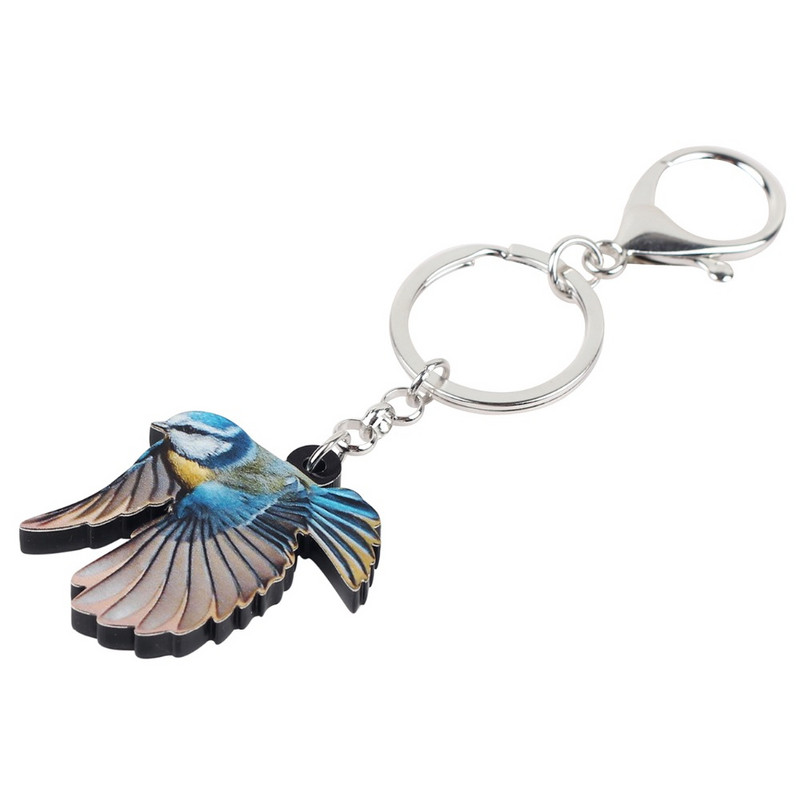 Bonsny Acrilic Sweet Blue Tit Bird Breloc Breloc Suport Inel Bijuterii Cadou Animal drăguț pentru Femei Fete Geantă Portofel de mașină Brelocuri