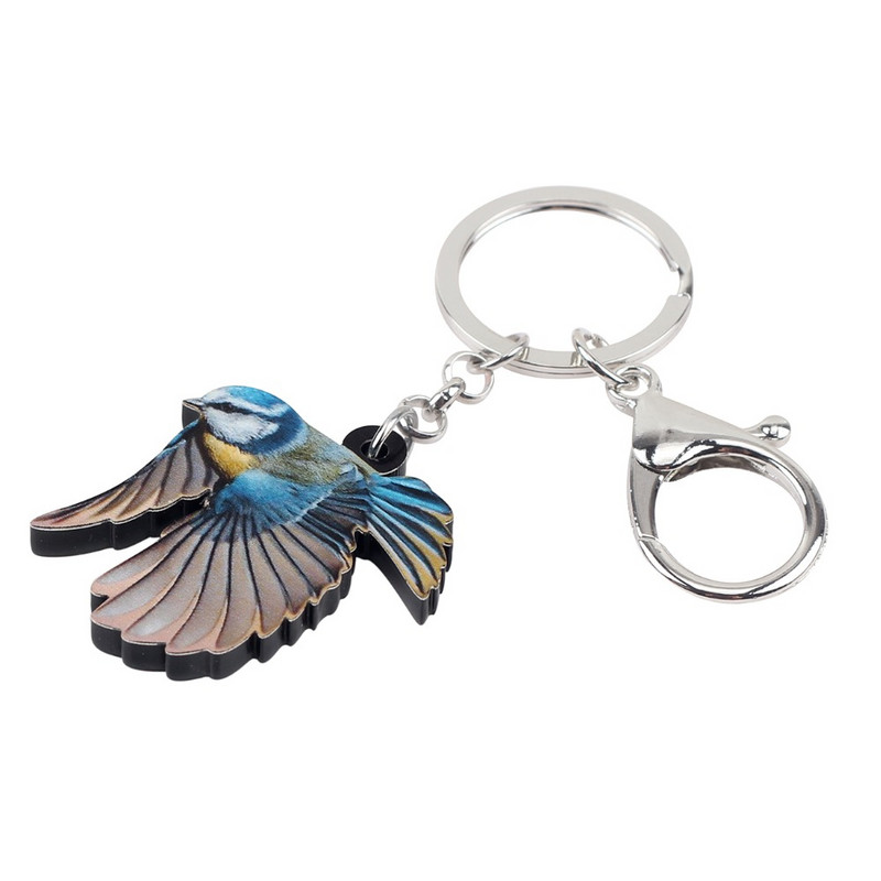 Bonsny Acrilic Sweet Blue Tit Bird Breloc Breloc Suport Inel Bijuterii Cadou Animal drăguț pentru Femei Fete Geantă Portofel de mașină Brelocuri