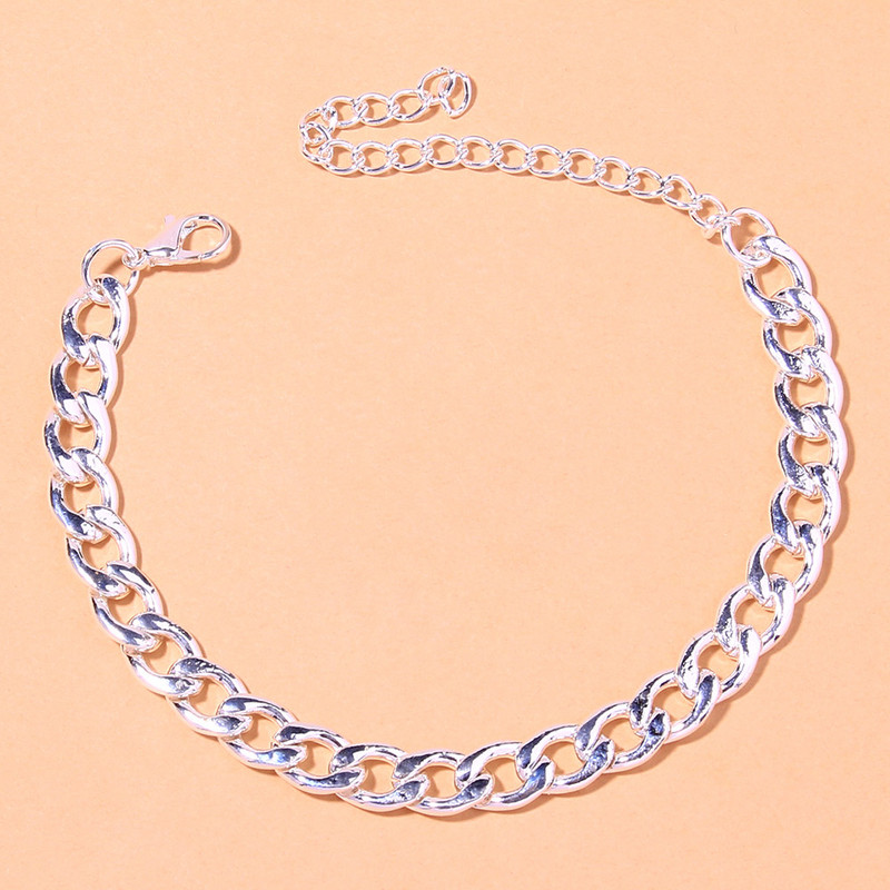 Stonefans хип-хоп кубинска гривна за глезена от неръждаема стомана за жени Punk Curb Cuban Link Chain Gold Tone Solid Metal Boho Jewelry