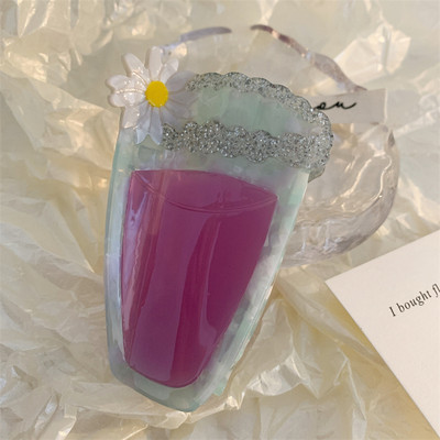 Корейска модна шнола за коса с ацетат Плажна чаша за коктейл Грабнете щипка за коса Ягода Мохито Нокът за коса за жени