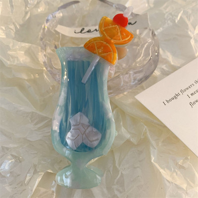 Корейска модна шнола за коса с ацетат Плажна чаша за коктейл Грабнете щипка за коса Ягода Мохито Нокът за коса за жени