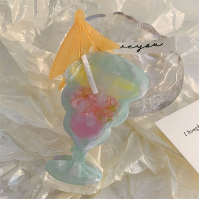 Корейска модна шнола за коса с ацетат Плажна чаша за коктейл Грабнете щипка за коса Ягода Мохито Нокът за коса за жени