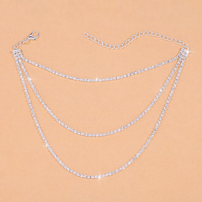 Moda 3 straturi cristal glezna bratara toc inalt decor Bijoux femme picior lant glezna bijuterii picioare sandale desculte pentru femei