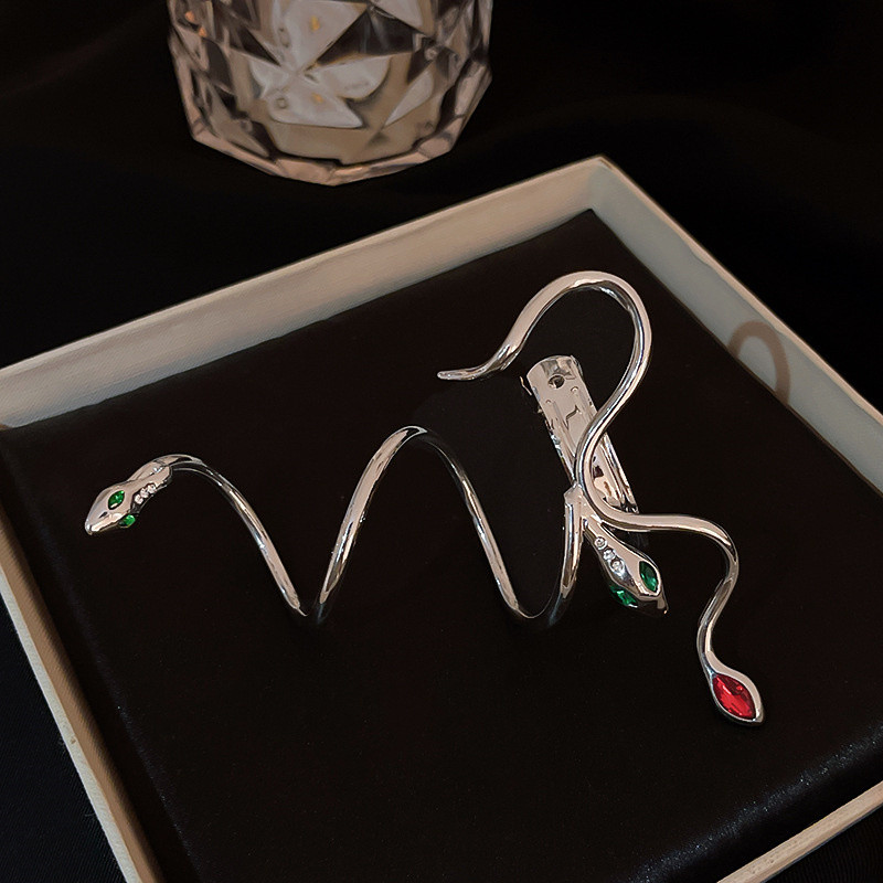 Agrafă de primăvară de șarpe 2022, clemă de păr înfășurată, șarpe, strass, metal, punk, accesorii pentru păr, bijuterii pentru femei