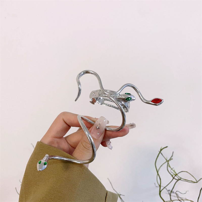 Agrafă de primăvară de șarpe 2022, clemă de păr înfășurată, șarpe, strass, metal, punk, accesorii pentru păr, bijuterii pentru femei