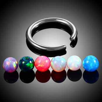 1PC G23 Титан CBR Captive Bead Rings BCR Opal Ball Closure Зърното Устна Tragus Вежди Обеци Пиърсинг на преградата Модни бижута