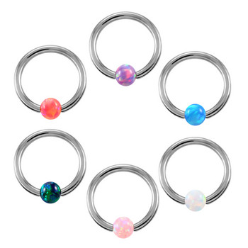 1PC G23 Титан CBR Captive Bead Rings BCR Opal Ball Closure Зърното Устна Tragus Вежди Обеци Пиърсинг на преградата Модни бижута