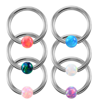 1PC G23 Титан CBR Captive Bead Rings BCR Opal Ball Closure Зърното Устна Tragus Вежди Обеци Пиърсинг на преградата Модни бижута