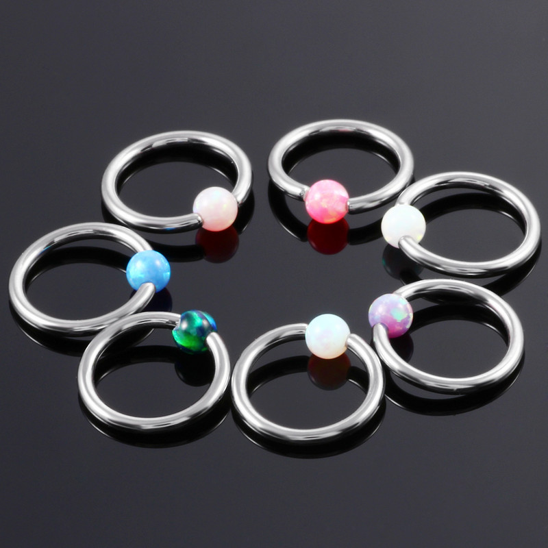 1 db G23 titán CBR fogságban lévő gyöngygyűrűk BCR opál golyó zárás mellbimbó ajak Tragus szemöldök fülbevaló septum piercing divat ékszer