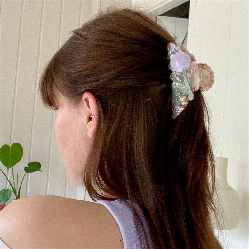 Moda coreeană fete dulci cu strasuri ac de păr Y2K Accesorii de păr pentru femei Vis romanticAcetat gheare de păr Barrette de păr