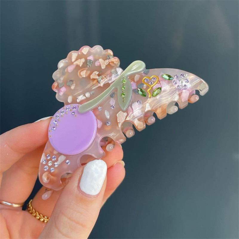 Moda coreeană fete dulci cu strasuri ac de păr Y2K Accesorii de păr pentru femei Vis romanticAcetat gheare de păr Barrette de păr