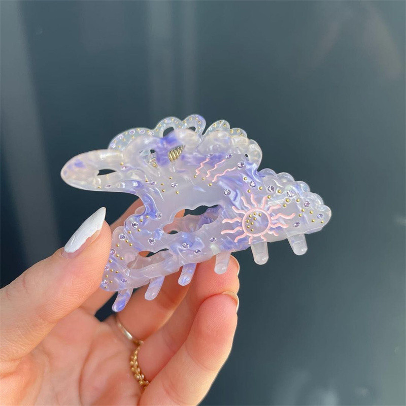 Moda coreeană fete dulci cu strasuri ac de păr Y2K Accesorii de păr pentru femei Vis romanticAcetat gheare de păr Barrette de păr