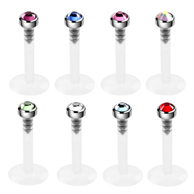 1 db G23 Titanium Bioplast rugalmas Labret Stud ajakpiercing gyűrűk 16g fülporcok Tragus Helix piercing divat lány ékszerek