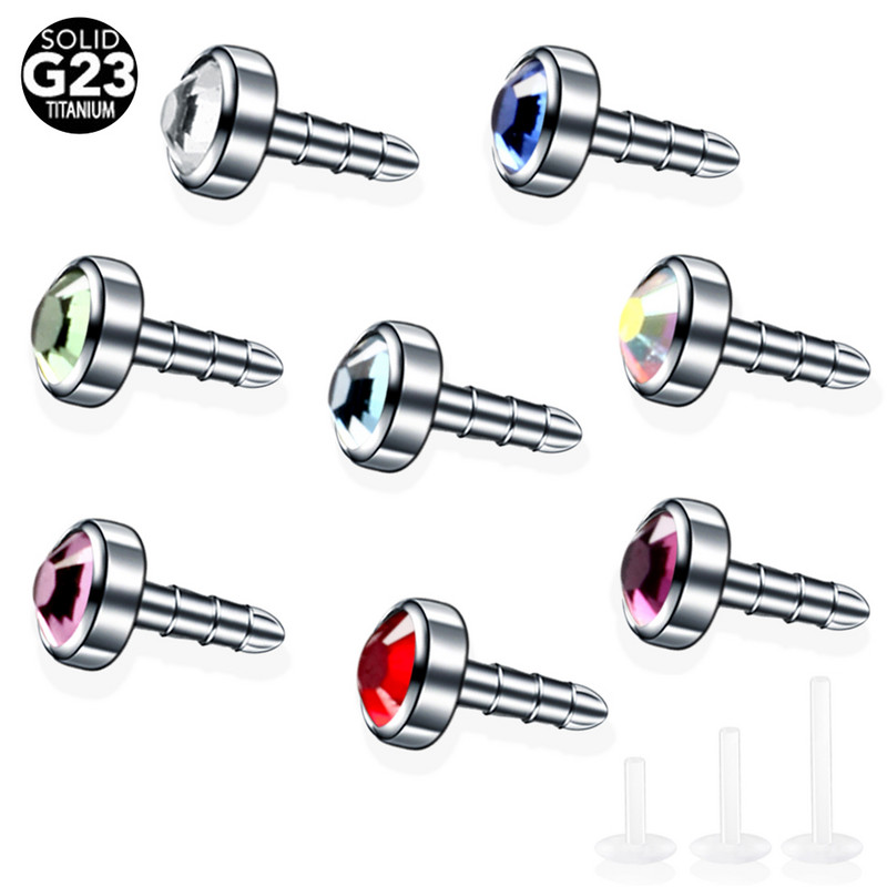 1 db G23 Titanium Bioplast rugalmas Labret Stud ajakpiercing gyűrűk 16g fülporcok Tragus Helix piercing divat lány ékszerek