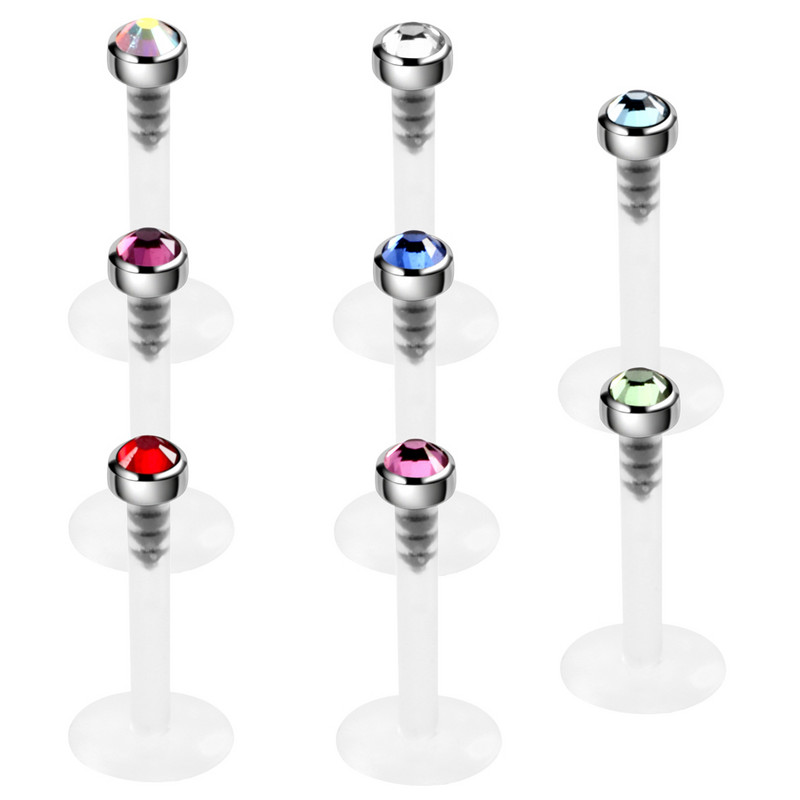 1 db G23 Titanium Bioplast rugalmas Labret Stud ajakpiercing gyűrűk 16g fülporcok Tragus Helix piercing divat lány ékszerek