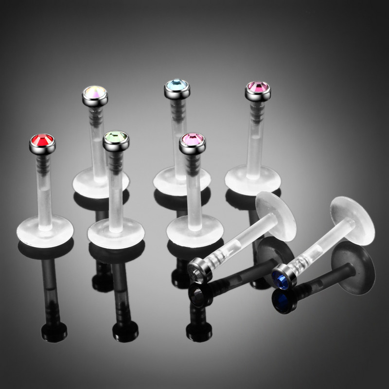 1 db G23 Titanium Bioplast rugalmas Labret Stud ajakpiercing gyűrűk 16g fülporcok Tragus Helix piercing divat lány ékszerek