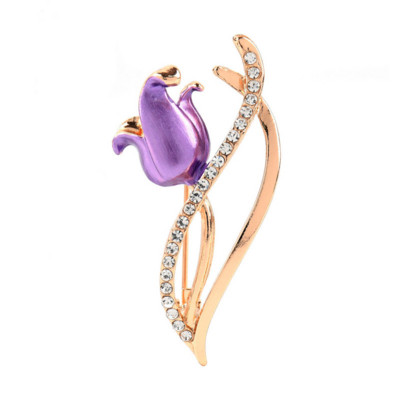 Zománc csepegtető olaj Tulipán Bross Női Klasszikus Virág Esküvő Irodai Party Bross Pins Ajándékok