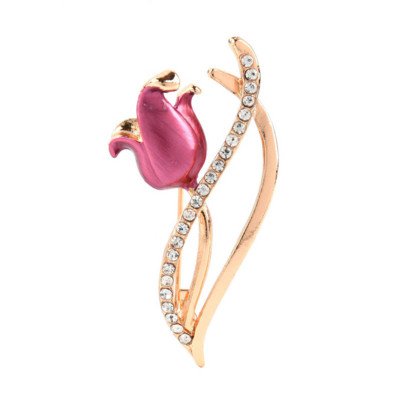 Zománc csepegtető olaj Tulipán Bross Női Klasszikus Virág Esküvő Irodai Party Bross Pins Ajándékok