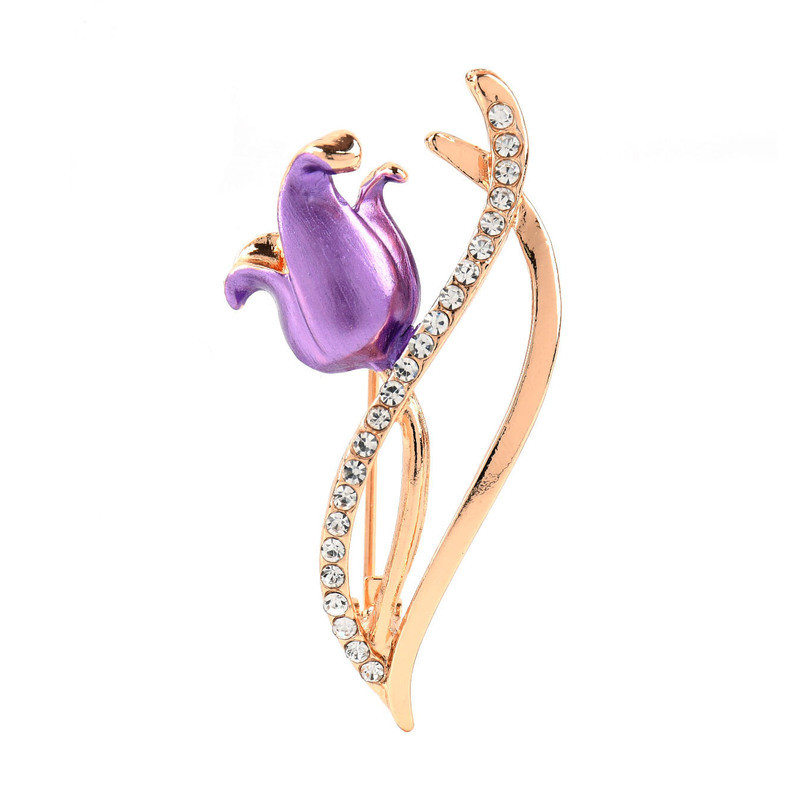 Zománc csepegtető olaj Tulipán Bross Női Klasszikus Virág Esküvő Irodai Party Bross Pins Ajándékok