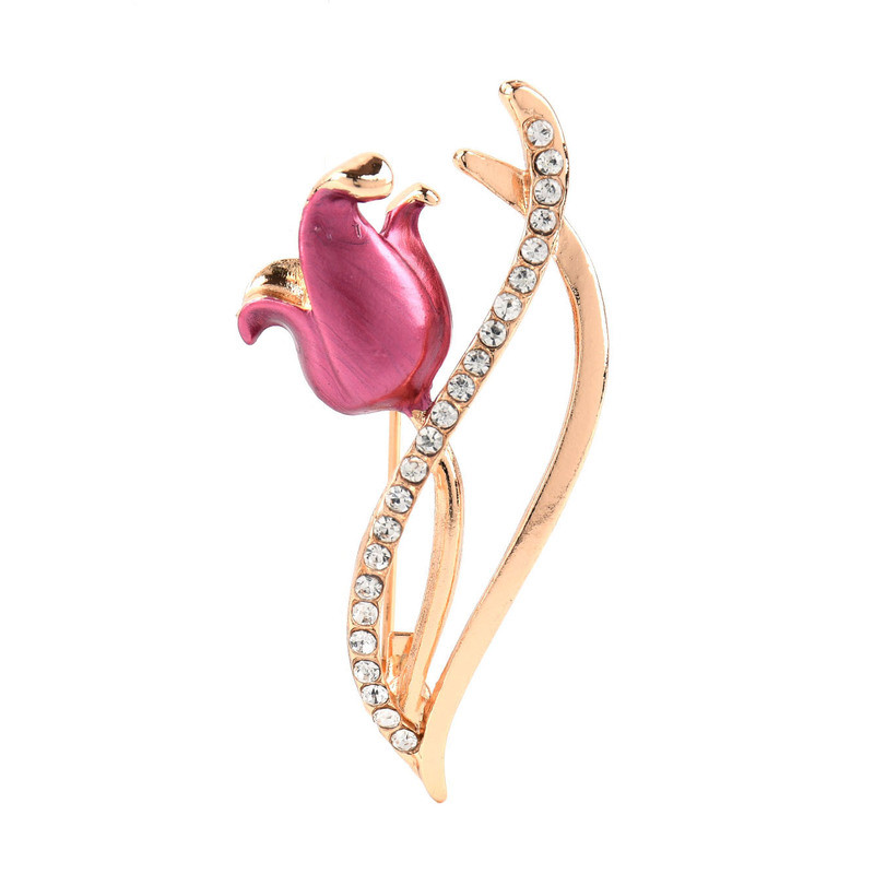 Zománc csepegtető olaj Tulipán Bross Női Klasszikus Virág Esküvő Irodai Party Bross Pins Ajándékok