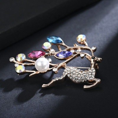 Broșe multicolore de elan de cristal pentru femei, cadou de Crăciun, pulover anti-orbire, accesorii pentru bijuterii