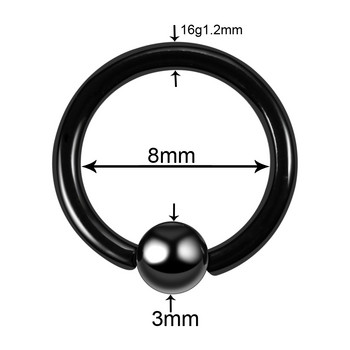 1PC Титаниеви CBR пиърсинг Пръстени с мъниста BCR Затваряне на топка Зърно Нос Обръч Преграда Пръстени Устни Вежди Трагус Обеци Бижута