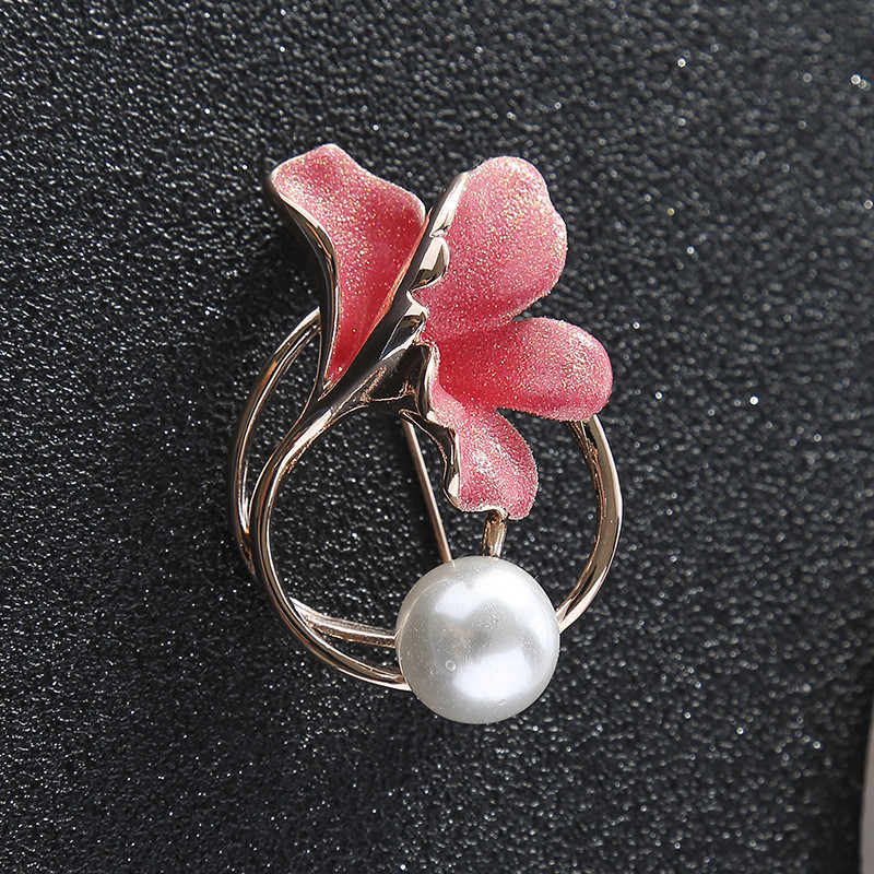 Noua Vopsea Roz Verde Brose Lucky Flower Pentru Femei Fata Moda Alb Perle Simulate Bijuterii