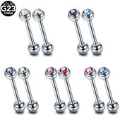 1PC G23 Titaniu Un singur Cristal Bijuterie Limbă Bară Stud Tongue Piercing Inele Sexy Femei Mamelon Barbell Mamilo Piercing Bijuterii 14G