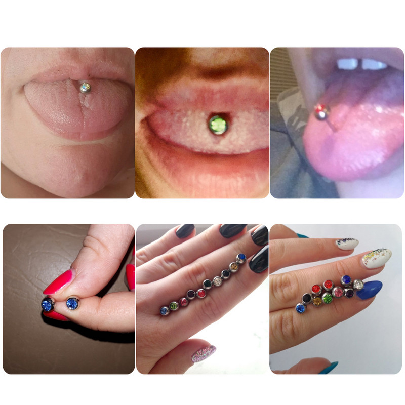 1PC G23 Titaniu Un singur Cristal Bijuterie Limbă Bară Stud Tongue Piercing Inele Sexy Femei Mamelon Barbell Mamilo Piercing Bijuterii 14G