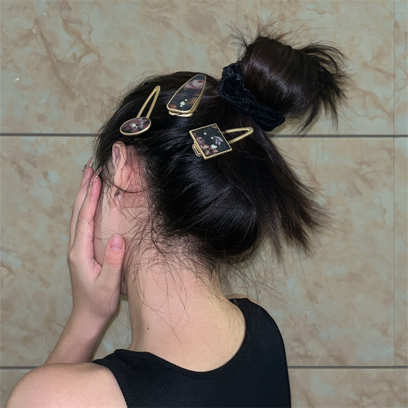 Rafinat, elegant, stil național, perla, ac de păr, stil francez, retro, pictură în ulei, stil geometric, agrafă de păr, breton, pentru femei