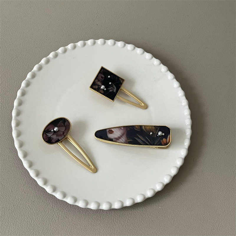 Rafinat, elegant, stil național, perla, ac de păr, stil francez, retro, pictură în ulei, stil geometric, agrafă de păr, breton, pentru femei