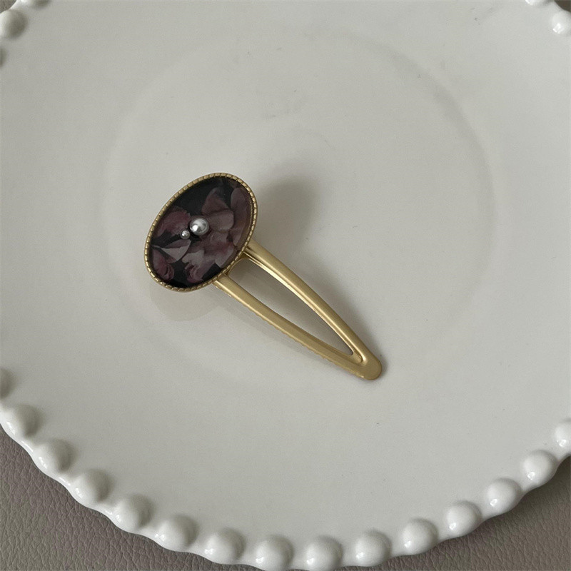 Rafinat, elegant, stil național, perla, ac de păr, stil francez, retro, pictură în ulei, stil geometric, agrafă de păr, breton, pentru femei