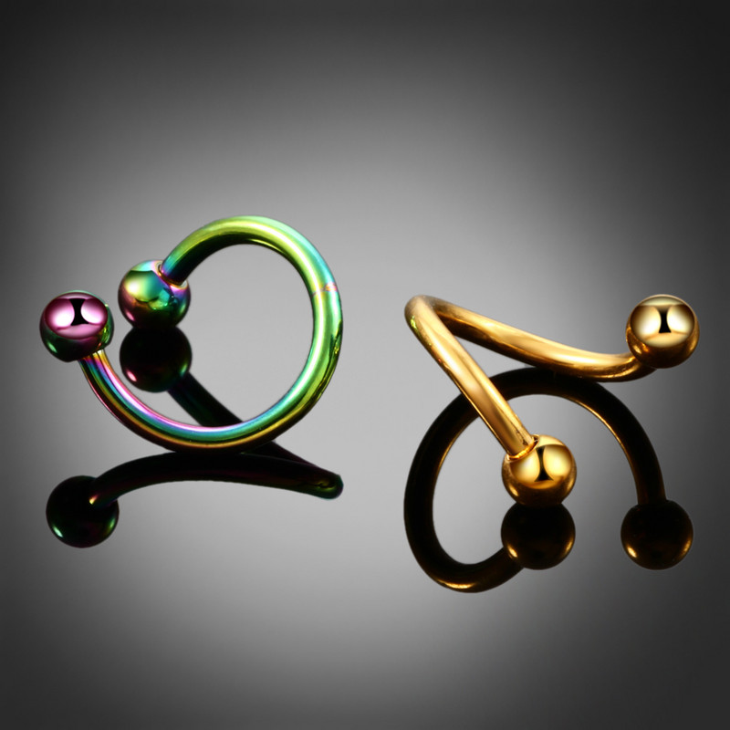 1PC Inele de nas labret răsucite în spirală de titan Piercing 16G în formă de S pentru cartilajul urechii Helix Oreja Piercing Accesorii pentru corp Bijuterii