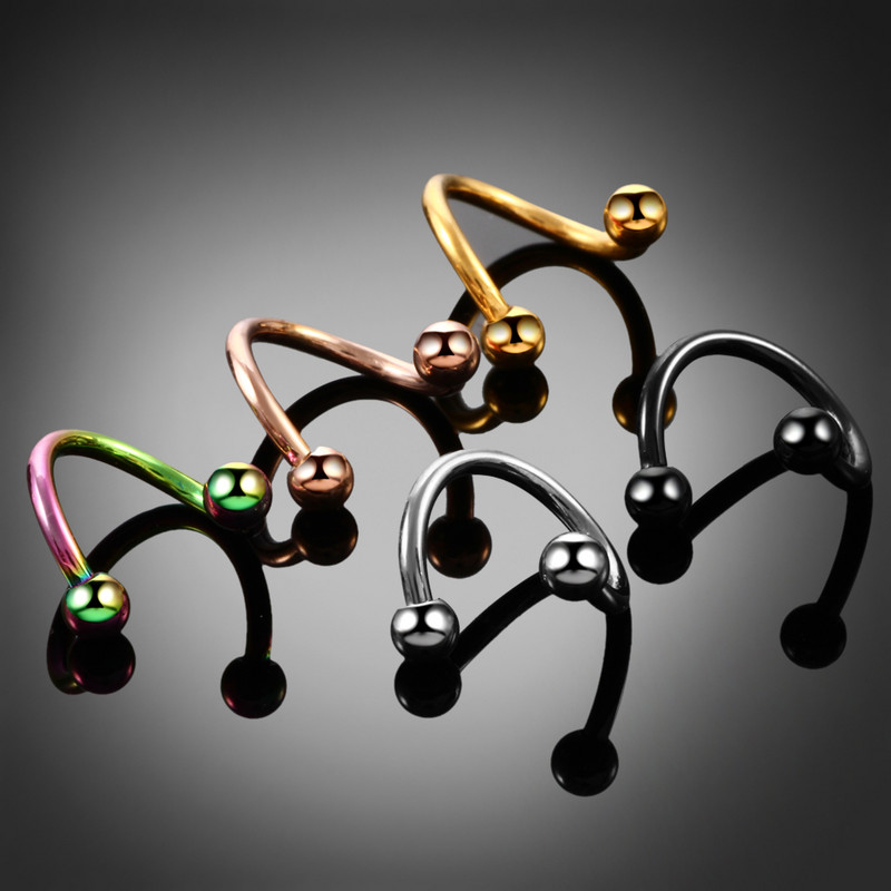 1PC Inele de nas labret răsucite în spirală de titan Piercing 16G în formă de S pentru cartilajul urechii Helix Oreja Piercing Accesorii pentru corp Bijuterii