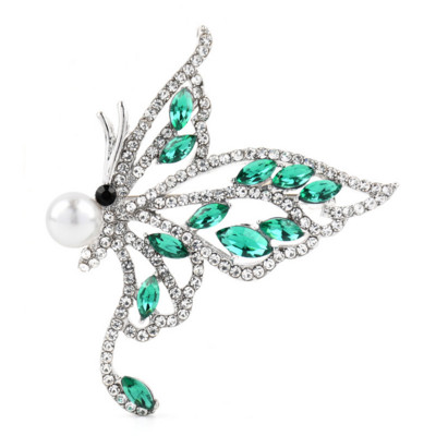 Брошки с перлени кристали и пеперуди за жени Унисекс Красота 2-цветни насекоми Сватбена брошка Офис игли Подаръци