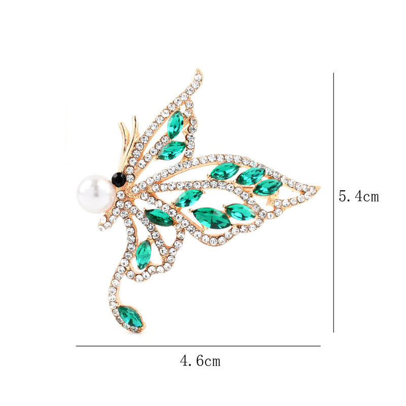Брошки с перлени кристали и пеперуди за жени Унисекс Красота 2-цветни насекоми Сватбена брошка Офис игли Подаръци