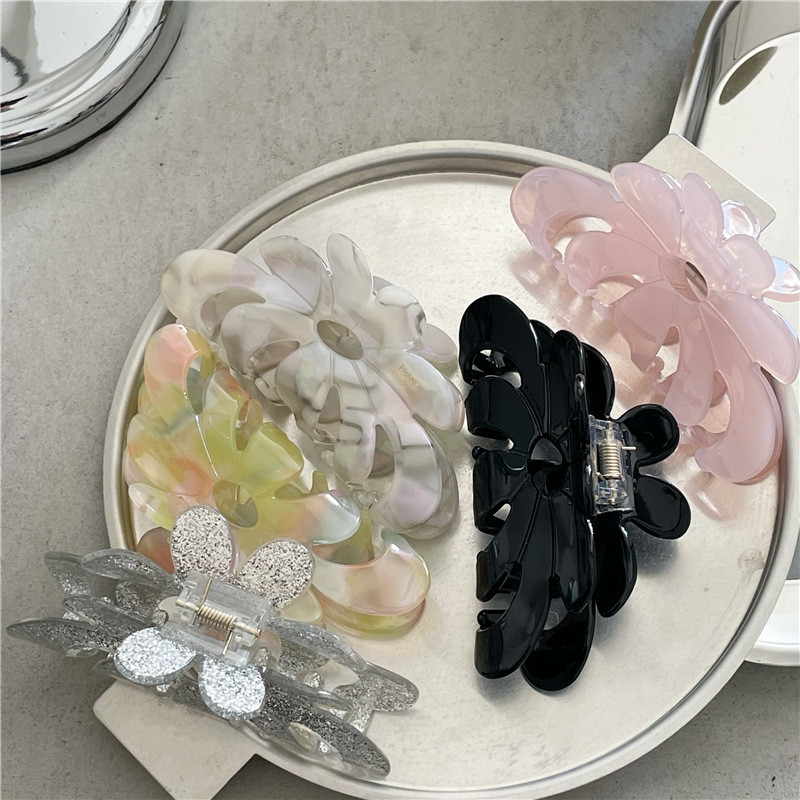 2023 de primăvară, flori de culoare la modă, gheare de păr din acetat, fotografii de călătorie, accesorii de păr pentru femei, agrafă de păr de crab de dimensiuni mari