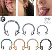 1PC Титанов шип Подкова Пръстени Пиърсинг Вътрешна резба Обръч за нос Преграда Обеца Вежда Устна Спирала Трагус Пиърсинг Бижута