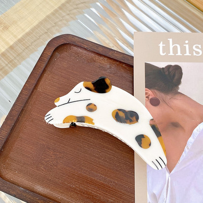 Agrafe de păr dalmate din acetat cu design nou, gheare de păr de câine cu pete de leopard, agrafe de păr pentru animale, agrafe de păr pentru femei