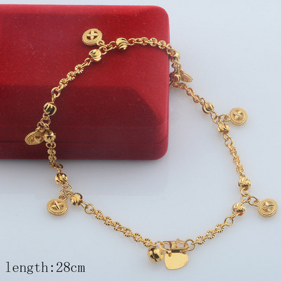 Seval Stil Femei Dama Galben Aur Culoare Link Ball Inima Braci de glezna Lanturi