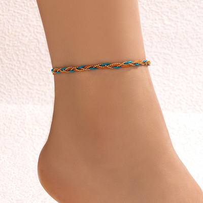 Tocona frânghie colorată lanț pentru picioare, aliaj boem, metal, glezne reglabile, lucrate manual pentru femei, accesorii de bijuterii de vară