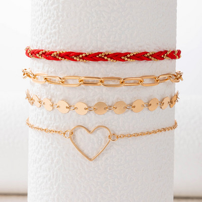 Tocona glezne boeme cu margele femei auriu napolitan inima cristal natural piatra bratari picioare bijuterii plaja 5buc/seturi 8152