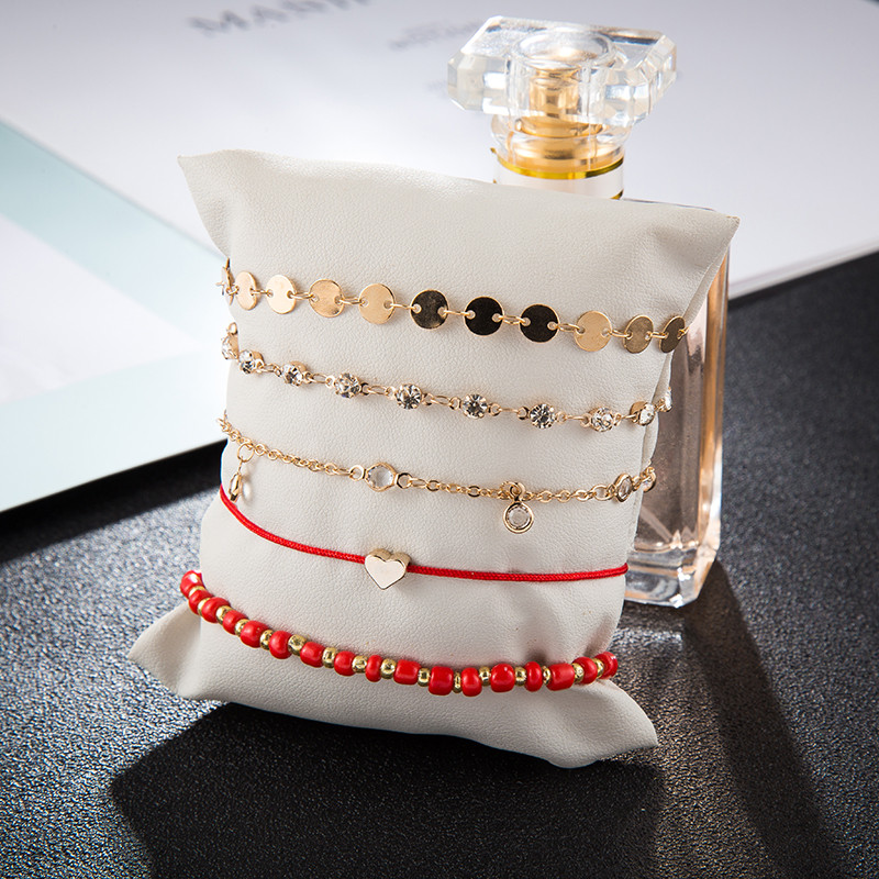 Tocona glezne boeme cu margele femei auriu napolitan inima cristal natural piatra bratari picioare bijuterii plaja 5buc/seturi 8152