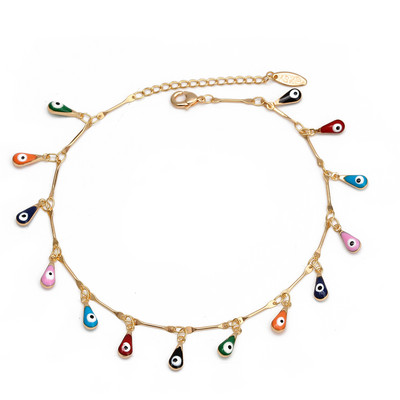 Lucky Eye турска Evil Eye гривна за глезена златен цвят Медна верига за крака крака Анкета модни бижута Подаръци за жени Мъже EY6734
